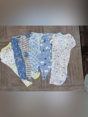 Cloud Island 0-3M Baby Boy Pajamas 6pc Lot Two Way Zip